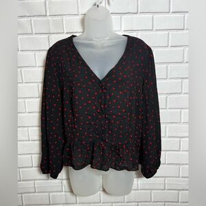 CANDIE’S women black crop top with hearts design /size XXL